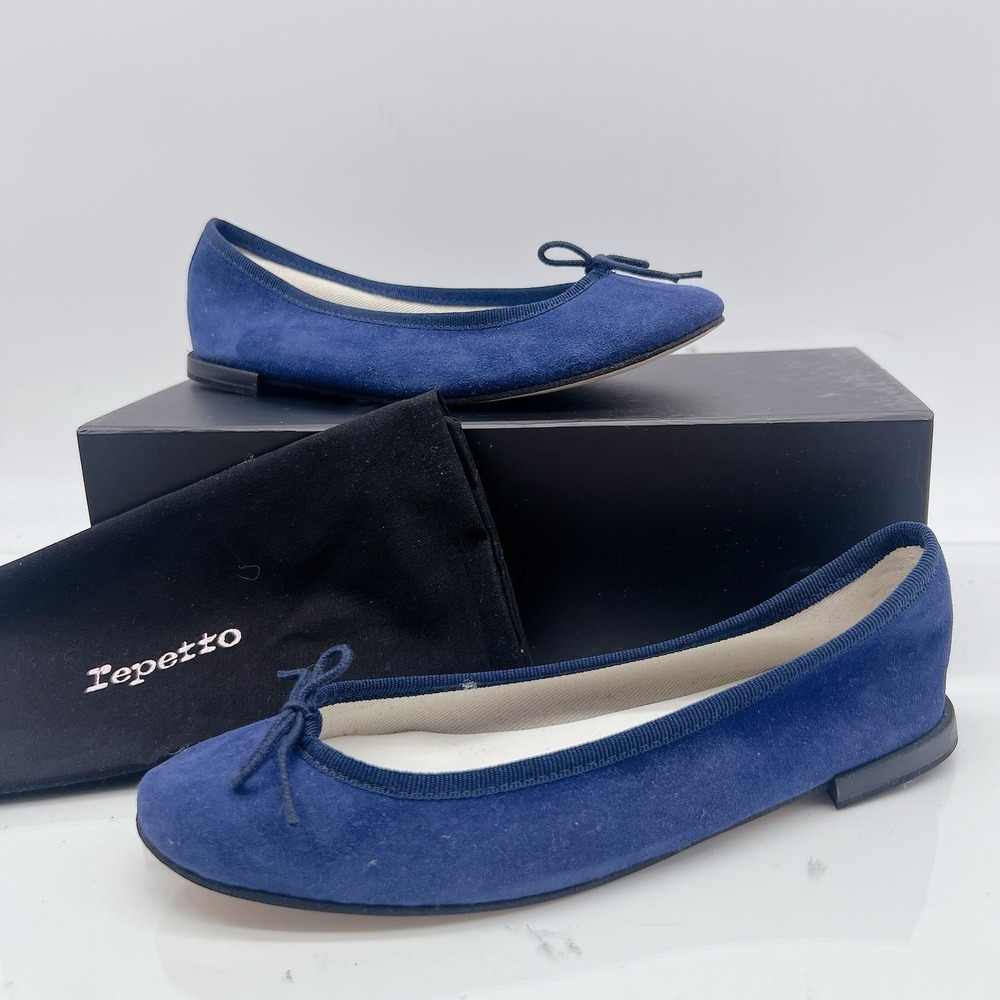 Repetto Cendrillon Women's Ballet Flats Slip On Shoes Blue Suede EU 36 US 5